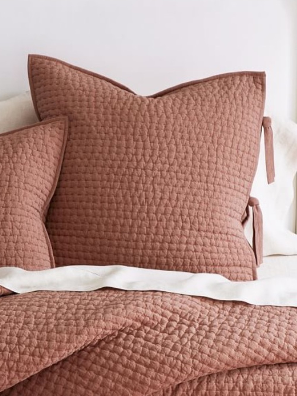 Pottery Barn Pick-Stitch Handcrafted Cotton/Linen Euro Shams color Brick